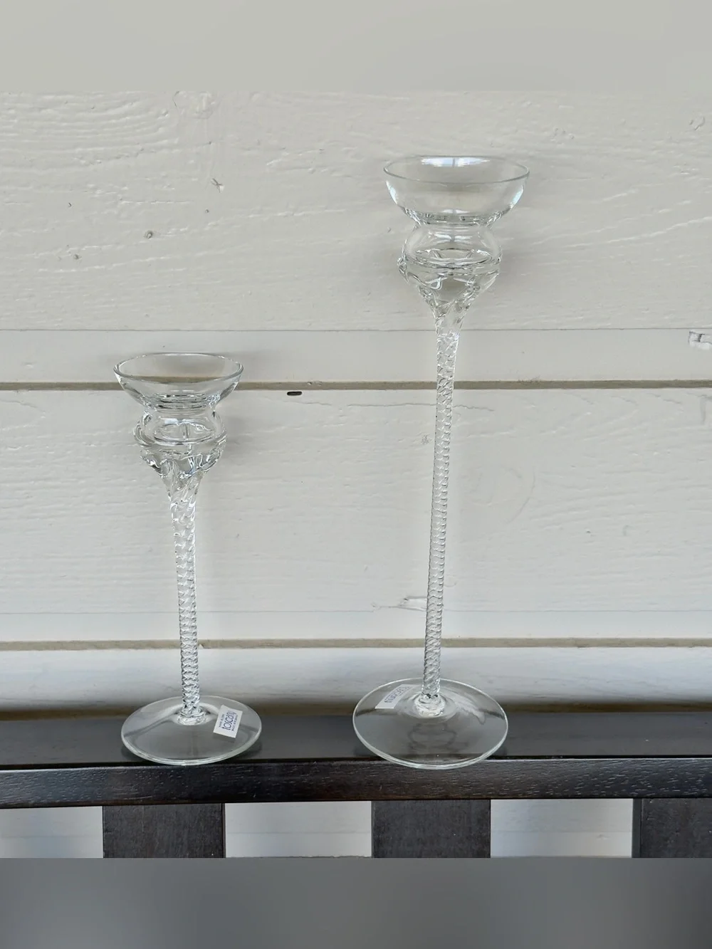 Vintage Hand Blown Toscany Set of 2 Crystal Tapered Candlesticks Made in Romania